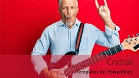  Presentation with electric guitar - Slides featuring middle-age-grey-haired-man background and a crimson colored foreground