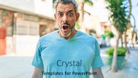  Presentation with wearing a surgical face mask - Slide deck with middle-age-grey-haired-man background and a light blue colored foreground