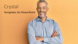  Presentation with grey - Amazing slide deck having middle-age-grey-haired-man backdrop and a yellow colored foreground