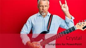  Presentation with electric guitar - Slide set featuring middle-age-grey-haired-man background and a crimson colored foreground