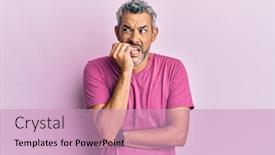  Presentation with grey - Presentation theme consisting of middle-age-grey-haired-man background and a coral colored foreground