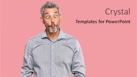  Presentation with grey - PPT theme with middle-age-grey-haired-man background and a coral colored foreground