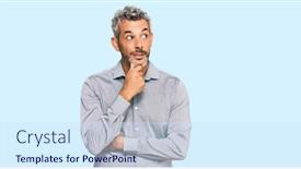  Presentation with grey - Slide deck having middle-age-grey-haired-man background and a sky blue colored foreground