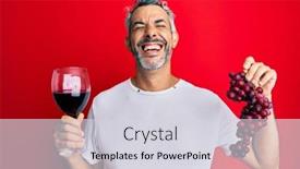  Presentation with red grey - Slide deck with middle-age-grey-haired-man background and a light gray colored foreground