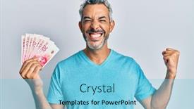  Presentation with grey - Beautiful slide deck featuring middle-age-grey-haired-man backdrop and a light blue colored foreground