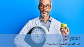  Presentation with grey - Presentation design consisting of middle-age-grey-haired-man background and a teal colored foreground