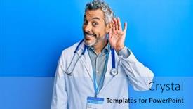  Presentation with grey - PPT theme having middle-age-grey-haired-man background and a light blue colored foreground