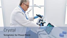  Presentation with embryology - Presentation theme with middle-age-grey-haired-man background and a light blue colored foreground