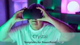  Presentation with streamer - PPT theme consisting of middle-age-grey-haired-man background and a seafoam green colored foreground