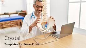  Presentation with rehab clinic - PPT theme having middle-age-grey-haired-man background and a lemonade colored foreground