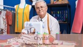  Presentation with machine shop - PPT layouts having middle-age-grey-haired-man background and a lemonade colored foreground