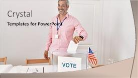  Presentation with vote - Theme having middle-age-grey-haired-man background and a lemonade colored foreground