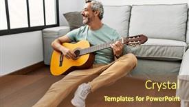  Presentation with classical guitar - Slides consisting of middle-age-grey-haired-man background and a tawny brown colored foreground