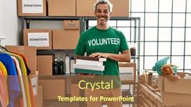  Presentation with charity - Theme featuring middle-age-grey-haired-man background and a tawny brown colored foreground