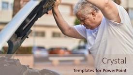  Presentation with grey - Slide set consisting of middle-age-grey-haired-man background and a  colored foreground