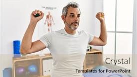  Presentation with rehab - Presentation design with middle-age-grey-haired-man background and a  colored foreground