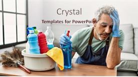  Presentation with tired - Presentation theme with middle-age-grey-haired-man background and a lemonade colored foreground