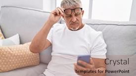  Presentation with vision - Theme having middle-age-grey-haired-man background and a  colored foreground