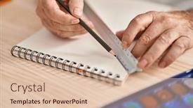  Presentation with tape measure - Slides enhanced with middle-age-grey-haired-man background and a lemonade colored foreground