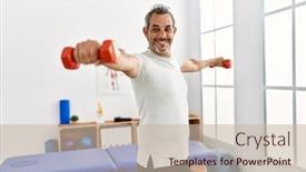  Presentation with rehab - PPT layouts featuring middle-age-grey-haired-man background and a mint green colored foreground