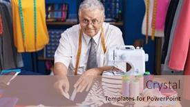  Presentation with grey - Presentation consisting of middle-age-grey-haired-man background and a coral colored foreground