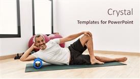  Presentation with foam - Slide deck having middle-age-grey-haired-man background and a sky blue colored foreground