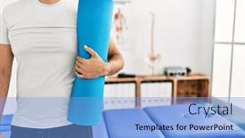  Presentation with rehab clinic - Slide deck enhanced with middle-age-grey-haired-man background and a light blue colored foreground