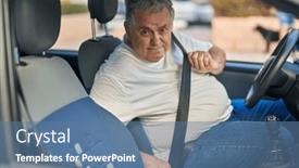  Presentation with grey - Slide set having middle-age-grey-haired-man background and a ocean colored foreground