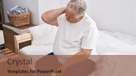  Presentation with injury - PPT layouts having middle-age-grey-haired-man background and a coral colored foreground