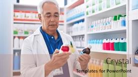  Presentation with medication - Presentation theme having middle-age-grey-haired-man background and a coral colored foreground