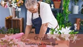  Presentation with envelope - Presentation theme having middle-age-grey-haired-man background and a  colored foreground