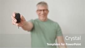  Presentation with car key - Slides consisting of middle-age-grey-haired-man background and a gray colored foreground