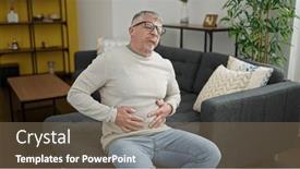  Presentation with stomach - Slide deck with middle-age-grey-haired-man background and a coral colored foreground