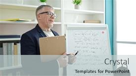  Presentation with maths - PPT layouts consisting of middle-age-grey-haired-man background and a light gray colored foreground