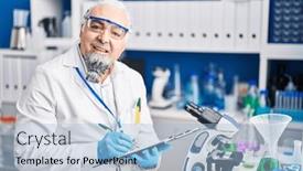  Presentation with report - Presentation design featuring middle-age-grey-haired-man background and a light blue colored foreground