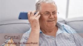  Presentation with voice - Theme consisting of middle-age-grey-haired-man background and a coral colored foreground