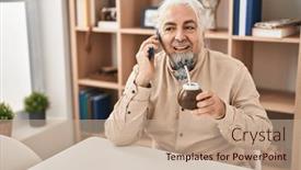  Presentation with infusion - Slide set featuring middle-age-grey-haired-man background and a coral colored foreground
