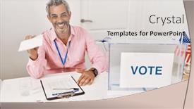  Presentation with president - PPT theme featuring middle-age-grey-haired-man background and a lemonade colored foreground