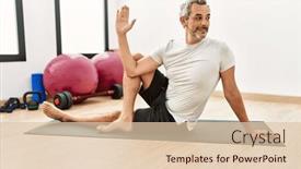  Presentation with stretching - Slide deck featuring middle-age-grey-haired-man background and a lemonade colored foreground