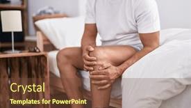  Presentation with knee - Presentation design consisting of middle-age-grey-haired-man background and a tawny brown colored foreground