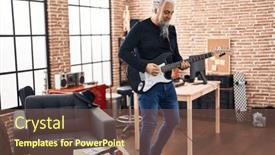  Presentation with music studio - Presentation theme having middle-age-grey-haired-man background and a violet colored foreground