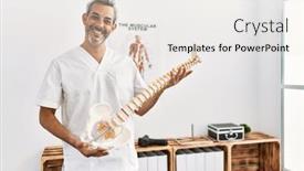  Presentation with spinal - PPT layouts with middle-age-grey-haired-man background and a sky blue colored foreground