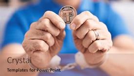 Presentation with grey - Presentation theme consisting of middle-age-grey-haired-man background and a coral colored foreground