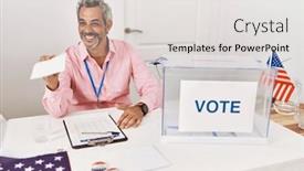  Presentation with vote - Presentation theme enhanced with middle-age-grey-haired-man background and a light gray colored foreground