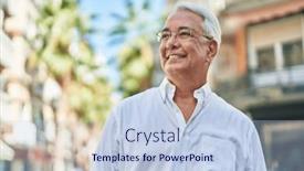  Presentation with grey - Slides with middle-age-grey-haired-man background and a light blue colored foreground