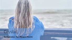  Presentation with grey - Presentation having middle-age-grey-haired-woman background and a light blue colored foreground