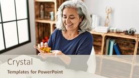  Presentation with grey - Presentation with middle-age-grey-haired-woman background and a  colored foreground