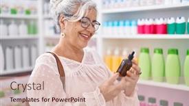  Presentation with serum - Slide deck featuring middle-age-grey-haired-woman background and a lemonade colored foreground