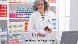  Presentation with scanning - Presentation theme with middle-age-grey-haired-woman background and a light gray colored foreground