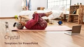  Presentation with middle class - Slides enhanced with middle-age-grey-haired-woman background and a  colored foreground